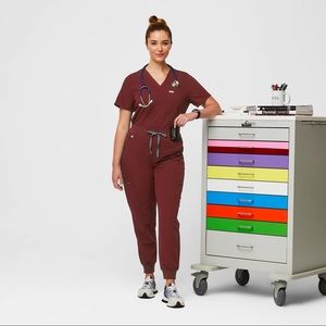 Figs Scrub Set - Burgundy - High-Waisted Zamora and Catarina - L/LP